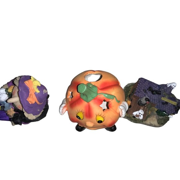 Halloween lot of 3 small decor - Shelf Sitter, Candle Holder, Haunted House - Picture 10 of 12